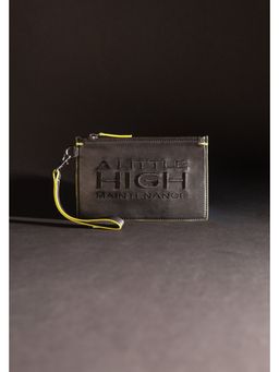 PRIMAL GRAY - Womens Black A Little High Maintenance Black Leather Travel Pouch