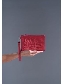 PRIMAL GRAY - Womens My Bipolarity Needs Space Leather Red Travel Pouch