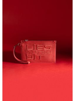 PRIMAL GRAY - Womens Red Lies A Little Bit Leather Travel Pouch