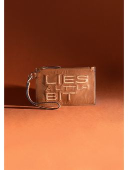 PRIMAL GRAY - Womens Tan Lies A Little Bit Leather Travel Pouch