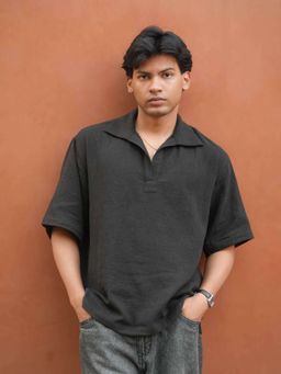 Oje' - Men Half Sleeves Cotton Textured Polo T-Shirt
