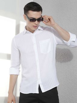 CRIMSOUNE CLUB - Men Full Sleeves Cotton Blend Stripes Shirt