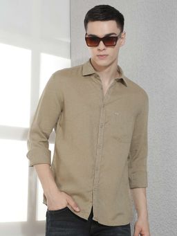 CRIMSOUNE CLUB - Men Full Sleeves Lyocell Blend Solid/Plain Shirt