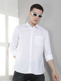 CRIMSOUNE CLUB - Men Full Sleeves Cotton Blend Solid/Plain Shirt