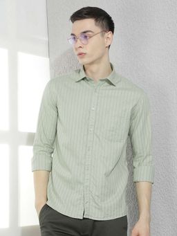 CRIMSOUNE CLUB - Men Full Sleeves Cotton Blend Stripes Shirt