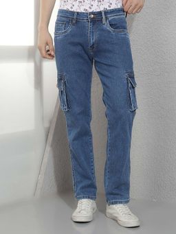 CRIMSOUNE CLUB - Men Straight Cotton Blend Solid/Plain Jeans