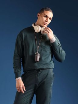The Bear House - Men Full Sleeves Cotton Solid/Plain Sweatshirt