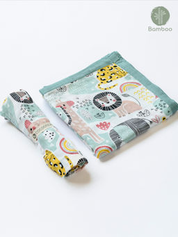 Cocoon Care - Bamboo Jungle Safari Bamboo Muslin Blanket & Swaddle Set