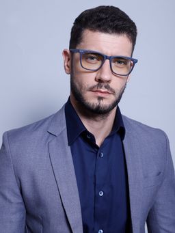 Intellilens - Unisex UV Protected Square Blue Cut Computer Glasses for Eye Protection Blue (53-18-140)