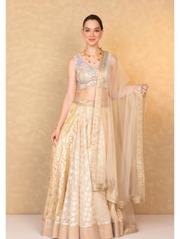 RCKC Aurum - Women Champagne Gold Royal Banarasi Brocade Lehenga With Blouse And Dupatta