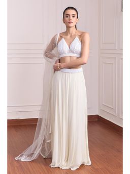 RCKC Aurum - Women Ivory Serene Moonpetal Blouse With Skirt And Dupatta