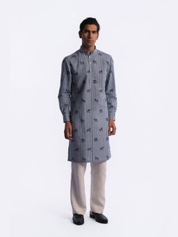 Rohit Bal - Mens Blue Digital Print Kurta