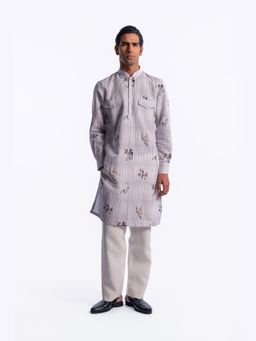 Rohit Bal - Ivory Digital Print Mens Kurta