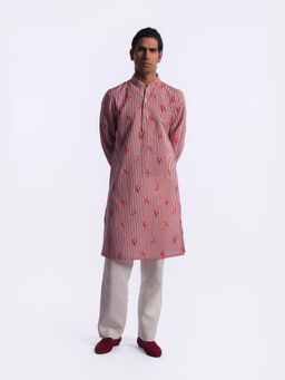 Rohit Bal - Pink Digital Print Mens Kurta