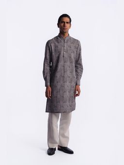 Rohit Bal - Grey Digital Print Mens Kurta