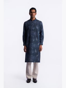 Rohit Bal - Mens Indigo Digital Print Kurta