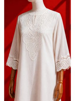 Vaaya - White Mul Chanderi and Lace Kurta with Palazzo