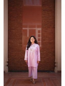 Leela by A - Aparajita Lavender Floral Embroidered Jute Co-Ord