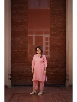 Leela by A - Gulnaar Pink Jute Embroidered Co-Ord