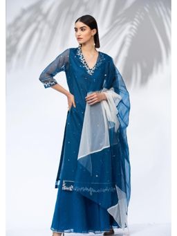 MANDIRA WIRK - Women Blue Saphire Blue Kurta With Palazzo And Dupatta