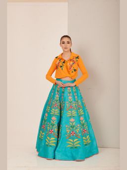 RCKC Aurum - Women Turquoise Lehenga With Shirt