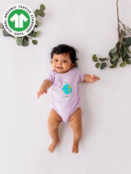 Greendigo - Organic Cotton Lavender Printed Bodysuit for Babies