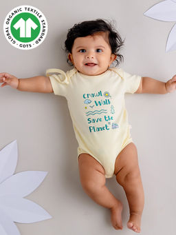 Greendigo - Organic Cotton Yellow Printed Bodysuit for Babies