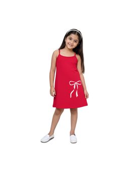 Plan B - Red Girls Cotton A-Line Printed Dress