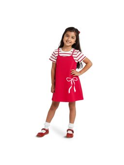 Plan B - Red Girls Cotton Dress with T-Shirt