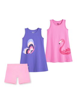 Plan B - Multi-Color Girls Cotton Dresses with Inner Shorts