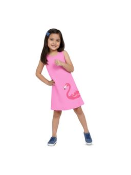 Plan B - Pink Girls Cotton A-Line Printed Dress-Pink