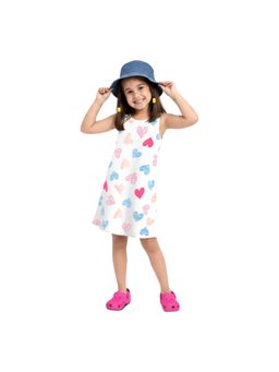 Plan B - Off White Girls Cotton A-Line Printed Dress-Off White