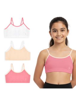 Plan B - Multi-Color Cotton Pre-Teen Girls Training Bras (Pack of 3)