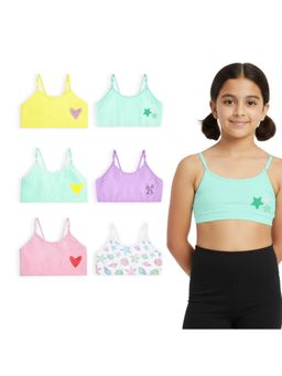 Plan B - Multi-Color Cotton Pre-Teen Girls Training Bras (Pack of 6)