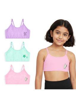 Plan B - Multi-Color Cotton Pre-Teen Girls Training Bras (Pack of 3)