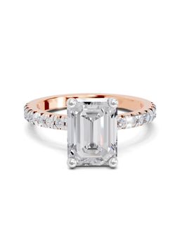 Sparkles - Lab Grown Diamond 2.25 Ct Emerald Cut Diamond Ring 14K Rose Gold IGI Certified