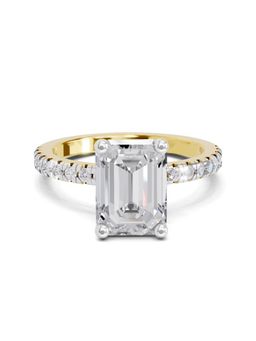Sparkles - Lab Grown Diamond 2.25 Ct Emerald Cut Diamond Ring 14K Yellow Gold IGI Certified