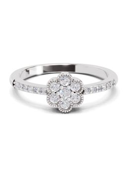 Sparkles - Lab Grown Diamond 0.59 Ct Round Shape Floral Ring 14K White Gold IGI Certified