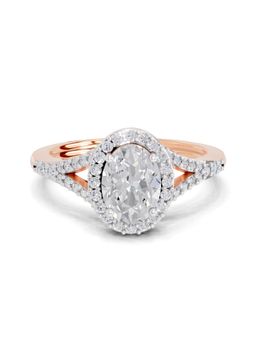 Sparkles - Lab Grown Diamond 1.35 Ct Oval Shape Halo Ring 14K Rose Gold IGI Certified