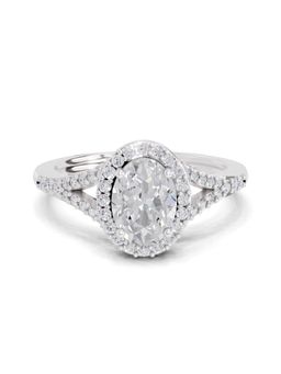 Sparkles - Lab Grown Diamond 1.35 Ct Oval Shape Halo Ring 14K White Gold IGI Certified