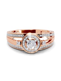 Sparkles - Lab Grown Diamond 0.6 Ct Round Shape Circle Halo Ring 14K Rose Gold IGI Certified