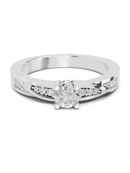 Sparkles - Lab Grown Diamond 0.44 Ct Round Shape Solitaire Ring 14K White Gold IGI Certified