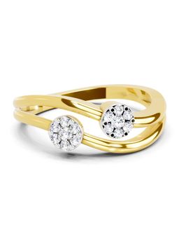 Sparkles - Lab Grown Diamond 0.07 Ct Twin Bloom Promise Ring 14K Yellow Gold IGI Certified