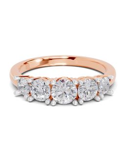 Sparkles - Lab Grown Diamond 1.07 Ct Eterna Quintet Promise Ring 14K Rose Gold IGI Certified