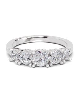 Sparkles - Lab Grown Diamond 1.07 Ct Eterna Quintet Promise Ring 14K White Gold IGI Certified