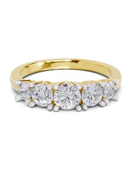 Sparkles - Lab Grown Diamond 1.07 Ct Eterna Quintet Promise Ring 14K Yellow Gold IGI Certified