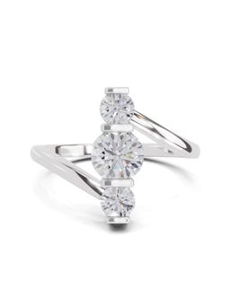 Sparkles - Lab Grown Diamond 0.92 Ct Triastra Promise Ring 14K White Gold IGI Certified