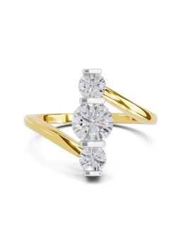 Sparkles - Lab Grown Diamond 0.92 Ct Triastra Promise Ring 14K Yellow Gold IGI Certified