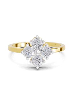 Sparkles - Lab Grown Diamond 0.76 Ct Starflower Promise Ring 14K Yellow Gold IGI Certified