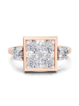 Sparkles - Lab Grown Diamond 0.95 Ct Crystal Court Promise Ring 14K Rose Gold IGI Certified